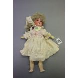 Armand Marseille Germany bisque headed jointed composition doll with teeth & sleeping brown eyes,