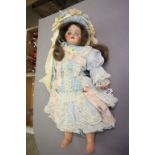 Schoenau & Hoffmeister bisque headed jointed composition doll, marked S PB H 1923 3 1/2 Germany to