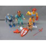 Four original LJN Thundercats figures to include Lion-O with sword of Omen, glove and Power Ring,