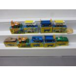 Nine boxed Matchbox Lesney diecast vehicles to include 61 Alvis Stalwart BP x 2, 12 Big Bull x 2,