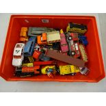 Collection of various play worn vintage diecast model vehicles to include Corgi, Dinky etc