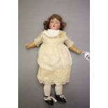 William Goebel bisque headed jointed composition doll with teeth & brown sleeping eyes, marked WG