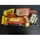 Tray of mainly vintage Diecast model fire Engines, some boxed to include; Matchbox, Lledo days Gone,