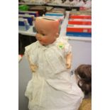 BND London bisque headed composition doll with teeth & sleeping blue eyes, marked BND London 1/1