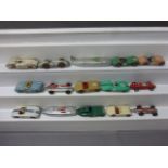 15 Dinky sports cars to include 237 Mercedes Benz, 109 Austin Healey, 107 Sunbeam Alpine etc, play