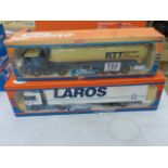 Two boxed Tekno haulage vehicles to include Laros and RTT Tank Transport bv both boxes with