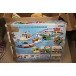 Group of mixed soft toys and games to include boxed Tomy Thomas the Tank Engine train set, Holly