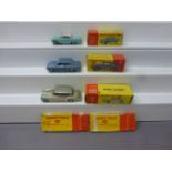 Three boxed Dinky vehicles to include 143 Ford Capri, 139 Ford Consul Cortina and 198 Rolls Royce