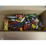 Collection of vintage play worn diecast vehicles to include many Matchbox Lesney examples