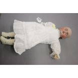 SFBJ bisque headed composition doll marked 60 Paris 1 1/2 with hair removed from head but present,