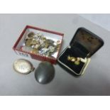 Collection of vintage badges etc to include; silver locket, silver wristwatch & 9ct gold St
