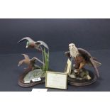 Two Country Artists models with wooden bases to include; flying Mallard ducks, Eagle