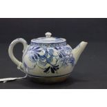 18th century Shaped Small Blue and White Teapot