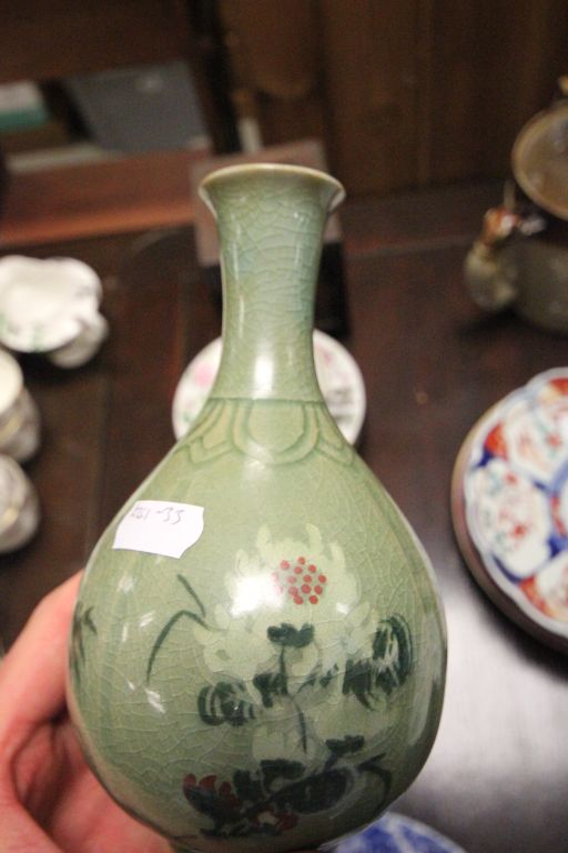 Four pieces of Oriental ceramics and three hardwood pot stands - Image 4 of 4