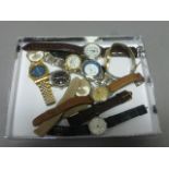 Box of Gents watches including Rotary, Aviva, Cyma & Sekonda