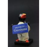 Guinness Carltonware Penguin lamp base holding Draught Guinness plaque