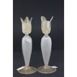 A pair of 20th century Venetian candlesticks