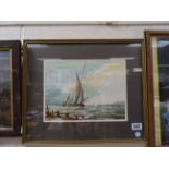 Robert Driscoll, framed and glazed watercolour of sailing craft, possibly a Thames barge. Signed