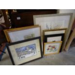 Eight framed & glazed watercolours with various signatures