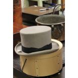 Grey Top Hat by Windmaill Textile Marketing, size 7 1/8 in a Hat Box