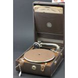 Vintage Antoria record player with a small quantity of 78's