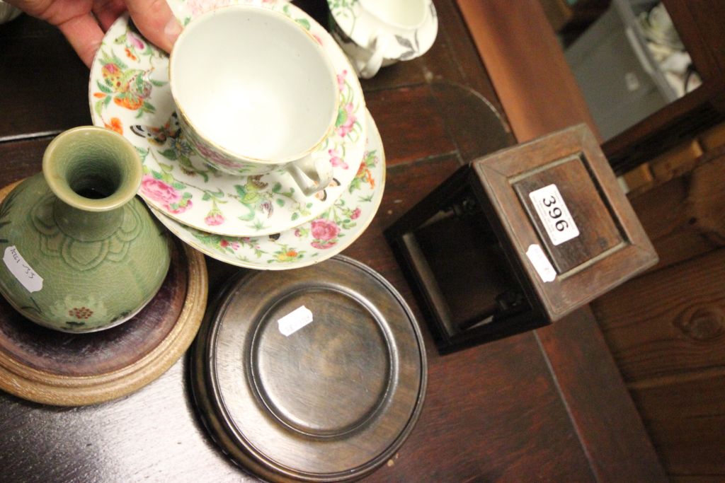 Four pieces of Oriental ceramics and three hardwood pot stands - Image 3 of 4