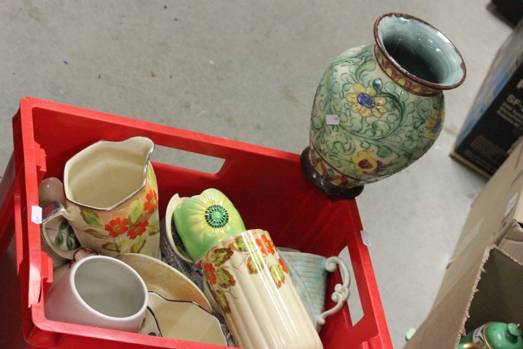 Box of vintage ceramics mainly Art Deco style to include jugs, vases