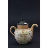 19C Doulton Burslem Royles patent self-pouring teapot with blush Ivory floral decoration