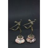 Pair of Art Deco figures on marble bases