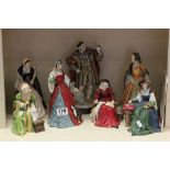 Set of seven ltd edition Royal Doulton figurines depicting Henry VIII and six wives