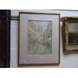 Framed & glazed watercolour of The Shambles York signed WJL Gibb