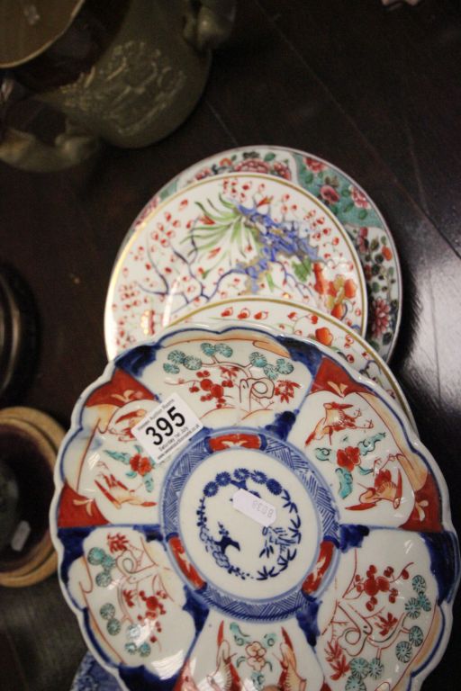 Six 19/19C porcelain plates to include Japanese Imari, Derby and China of India Company
