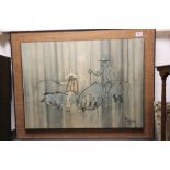 Colin Paynton print of Don Quixote on Hessian frame