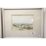 VM Burnett watercolour extensive landscape signed & dated 1932 framed & glazed