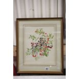 Margaret Tarran watercolour of foliage with various berries signed, framed & glazed