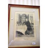 Framed & glazed black and white print signed to the margin in pencil by the artist W Dendy Sadler