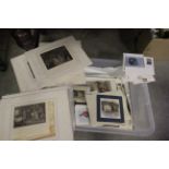 Box of vintage mixed prints, FDC's etc