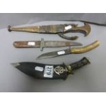 Four vintage knives to include Bowie type and a Kukhri