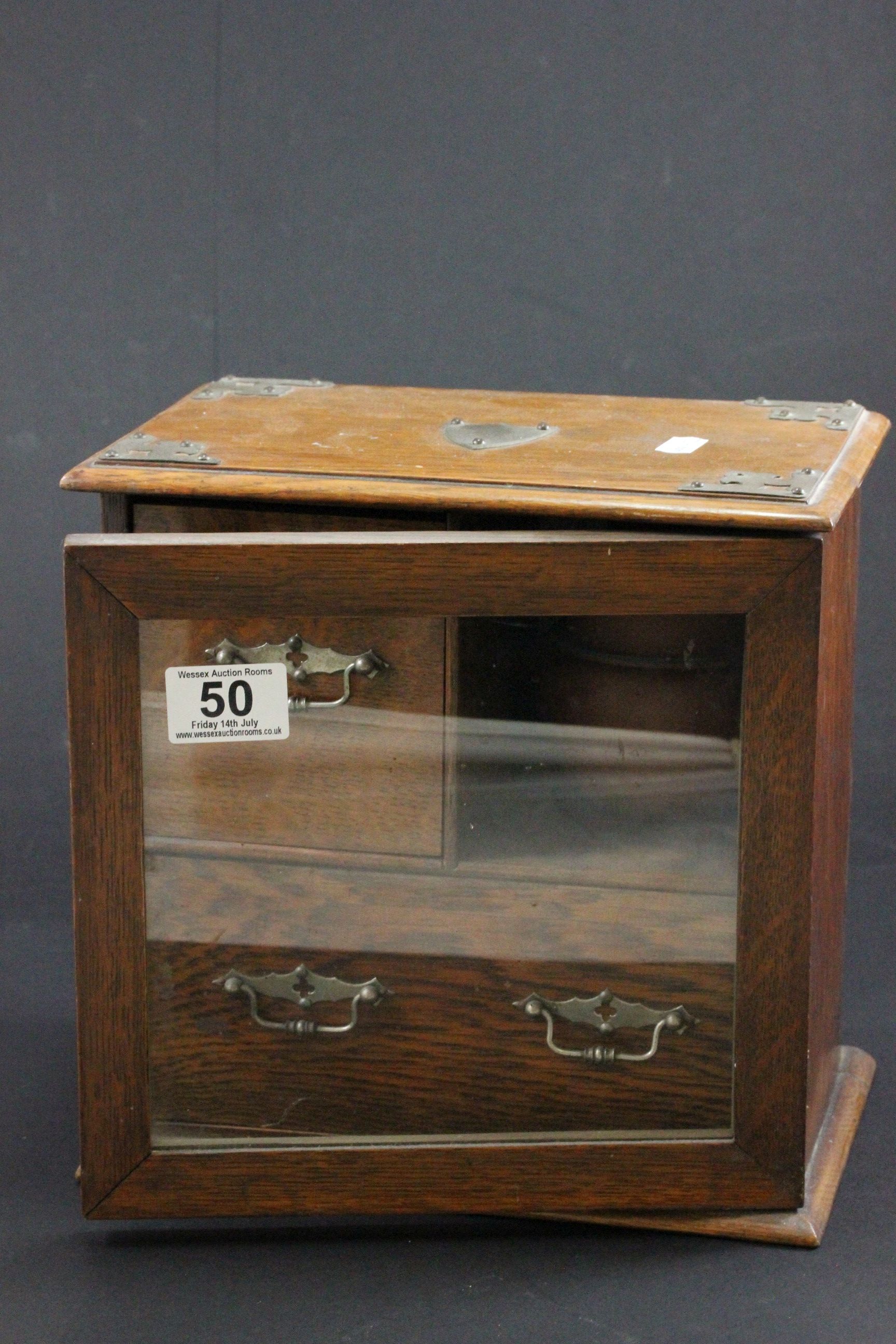 Oak smokers cabinet with ceramic mixing bowl and glazed front