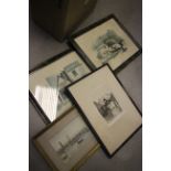 Eight framed & glazed prints to include Graham Clarke, watercolours etc
