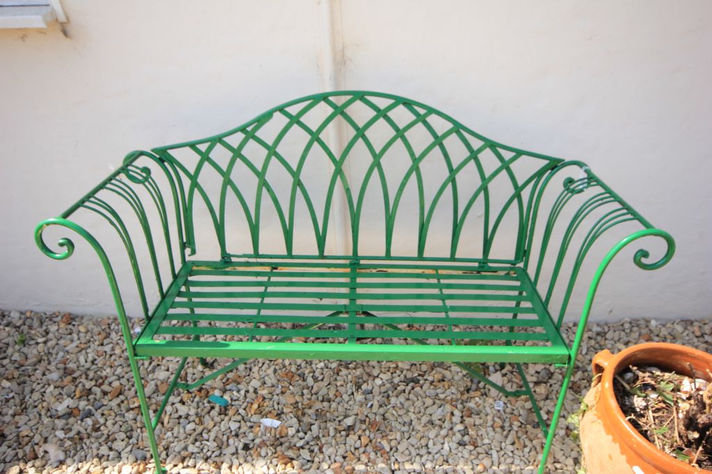 Painted Green Metal Garden Bench painted-green-metal-garden-bench