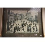 LS Lowry vintage Industriial town scene with figures print