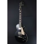 Guitar - Epiphone Les Paul Standard in black. Damage to neck and missing toggle switch knob.