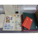 Three stamp albums, 2 stock books with a quantity of GB mint & used, blocks of four with traffic