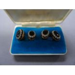 9ct Rose Gold (tested) Black and White Stone Cuff-links