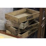 Four Wooden Seed Trays / Boxes marked ' Seeds '