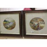 FRANK MORRIS - two early 20th century Gouache studies of oval form depicting a lady and gent fly