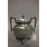 Late 19th century Electroplated Lidded Bowl with Twin Handled, registration mark to base
