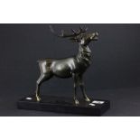 Art Deco Style Bronzed Spelter Figure of a Stag