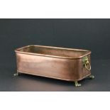 Copper Planter with Lion Mark Handles and Paw Feet